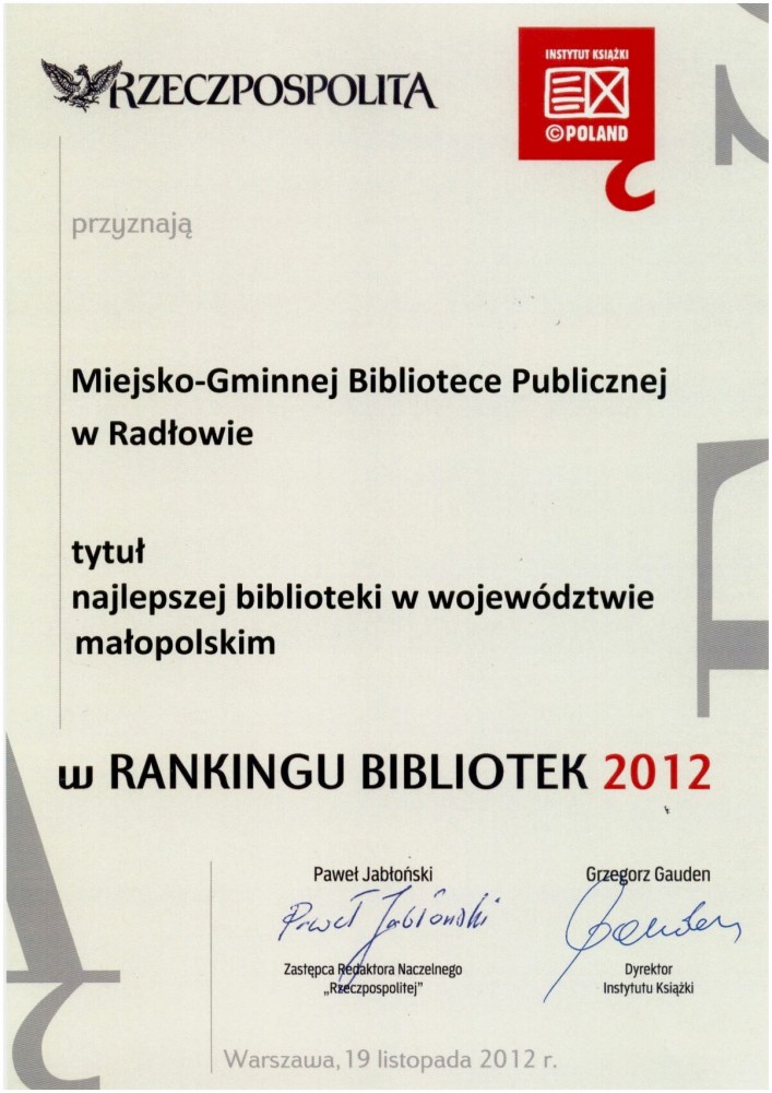 Ranking Bibliotek 2012
