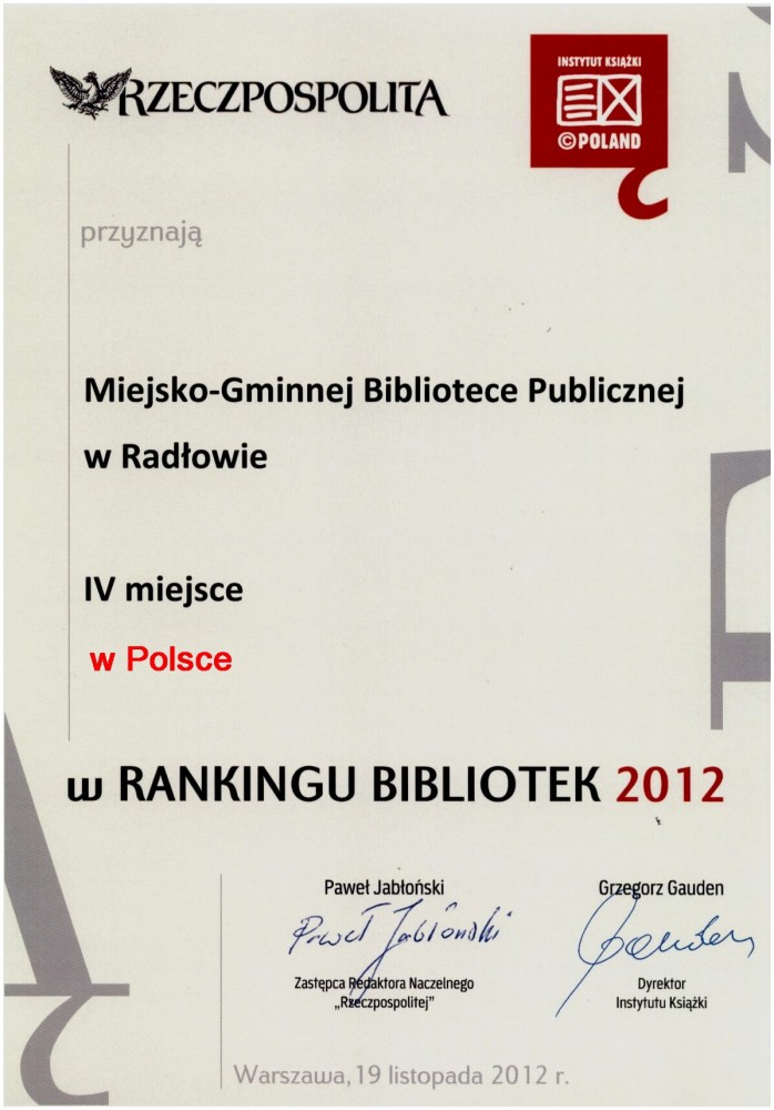 Ranking Bibliotek 2012