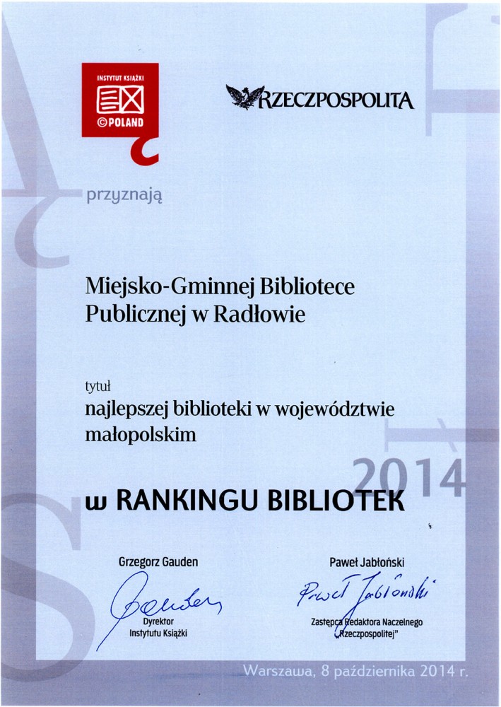 Ranking Bibliotek 2014